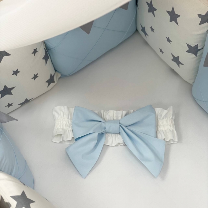 Set lenjerie patut bebe 7 piese Blue Stars (6)